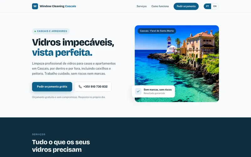 Website van Window Cleaning Cascais