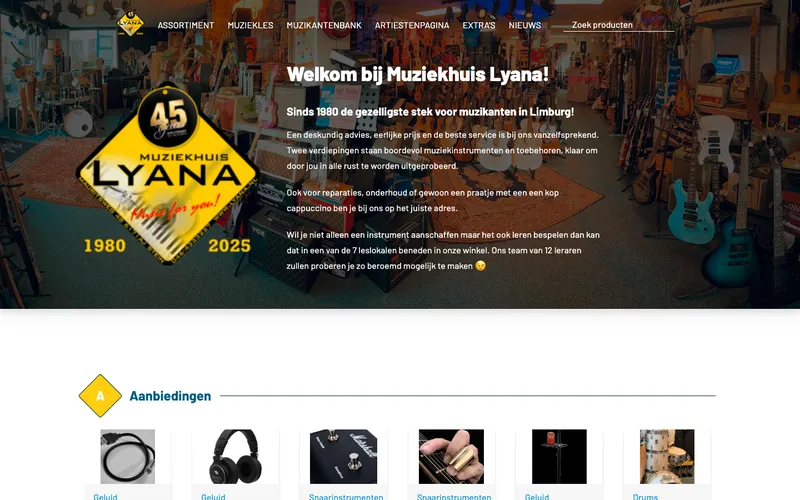Website van Muziekhuis Lyana
