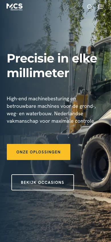 Mobiele website van Machine Control Solutions