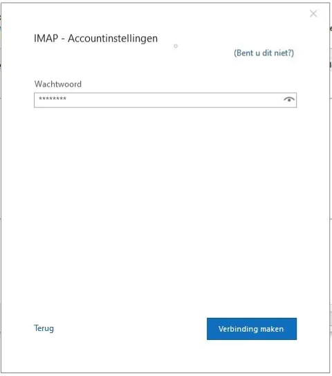 Het wachtwoordvenster van Outlook